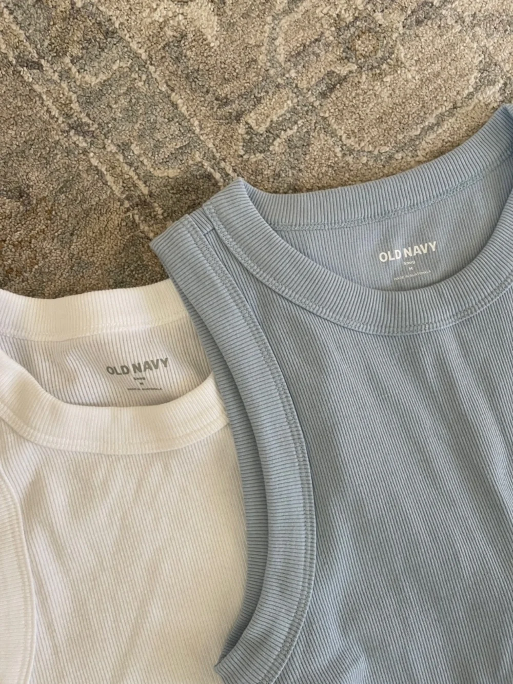 Old Navy Ribbed Tank Tops - White & Light Blue - Picture 2 of 3